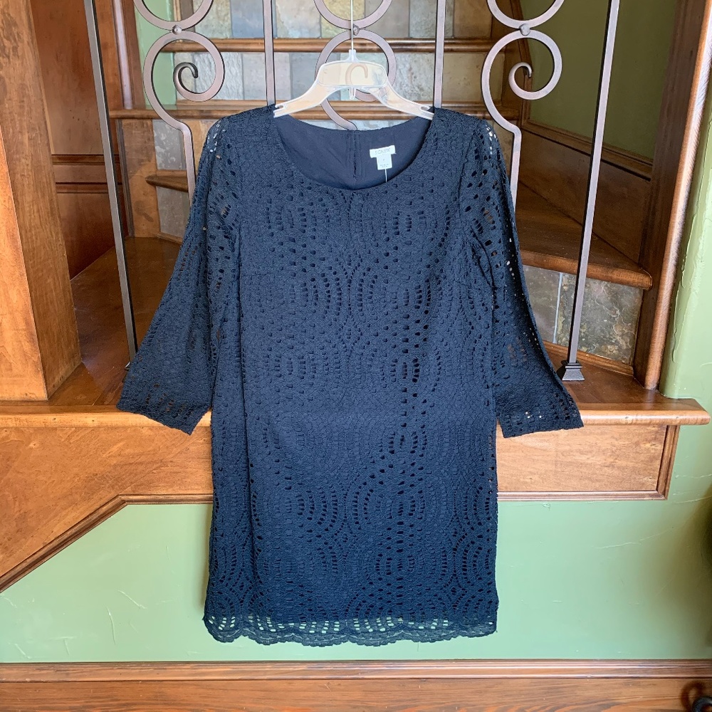 JCrew Navy Lace Eyelet Dress, Size 2